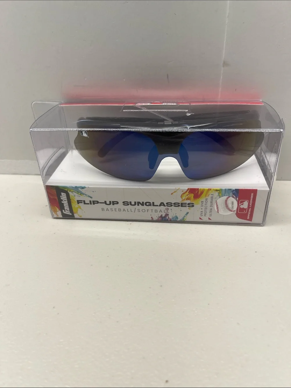 Flip-Up Sports Sunglasses for Men with Blue Mirrored Lenses. NEW